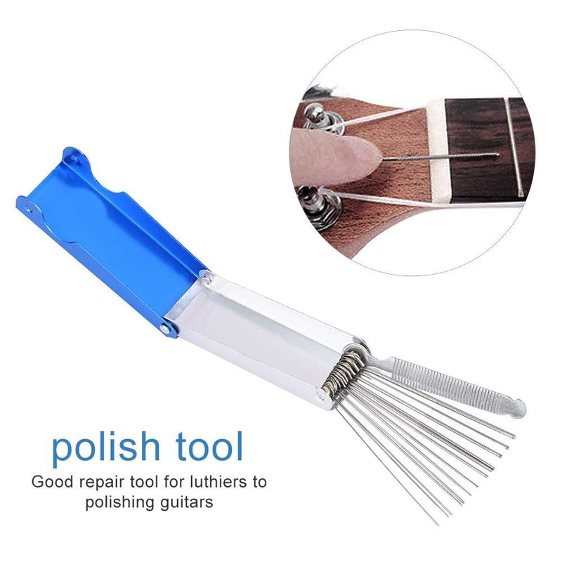 Alomejor Guitar Polish Tool 13+1 Guitar Fret Wire Sanding Stone Protector Kit Radian Polishing DIY Luthier Tool