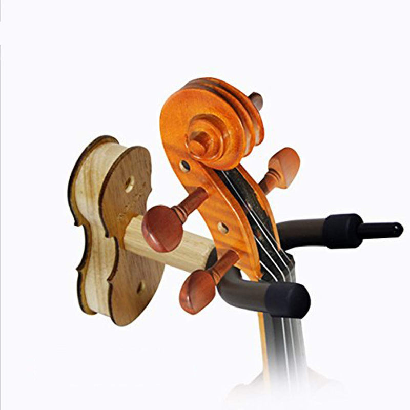 Violin Hardwood Hanger with Bow Holder, Beautiful Home and Studio Wall Mount Hanger for Violin/Viola/Erhu/Mandolin/Banjo/Guitar/Ukulele Strings Instrument(Natural Wood) natural wood