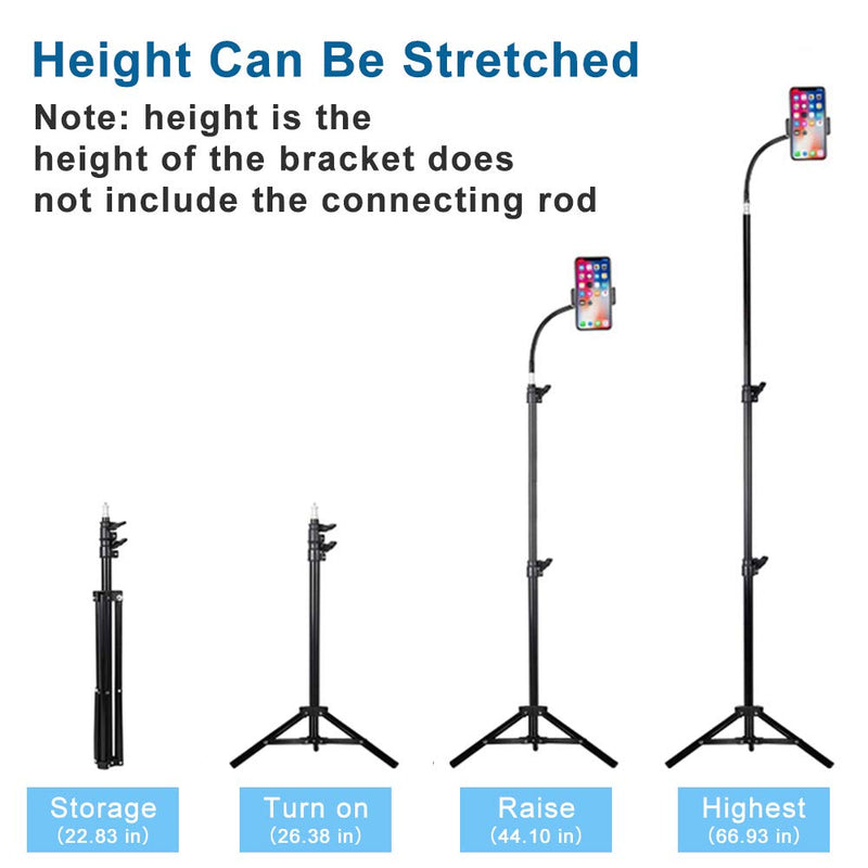 Phone Tripod, 22.8" to 66.9" Portable and Extendable Cell Phone Tripod Stand for Video Recording, Vlogging, Photography