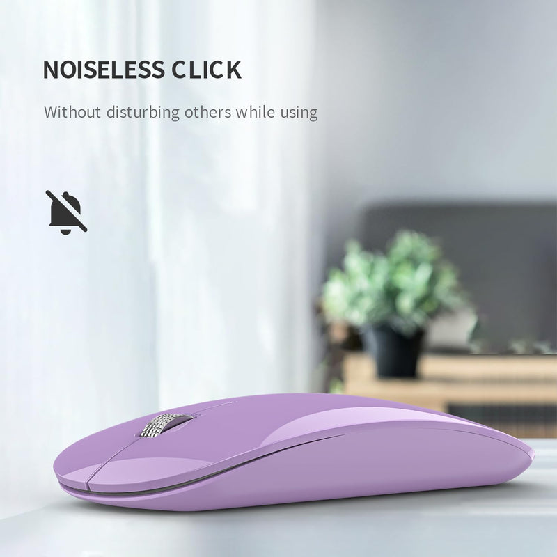 [AUSTRALIA] - Uiosmuph Wireless Mouse, USB C Rechargeable Computer Mouse, Slim Silent Mice 2.4GHz Optical with USB Nano Receiver and Type C Receiver for Laptop/Mac/PC Purple 
