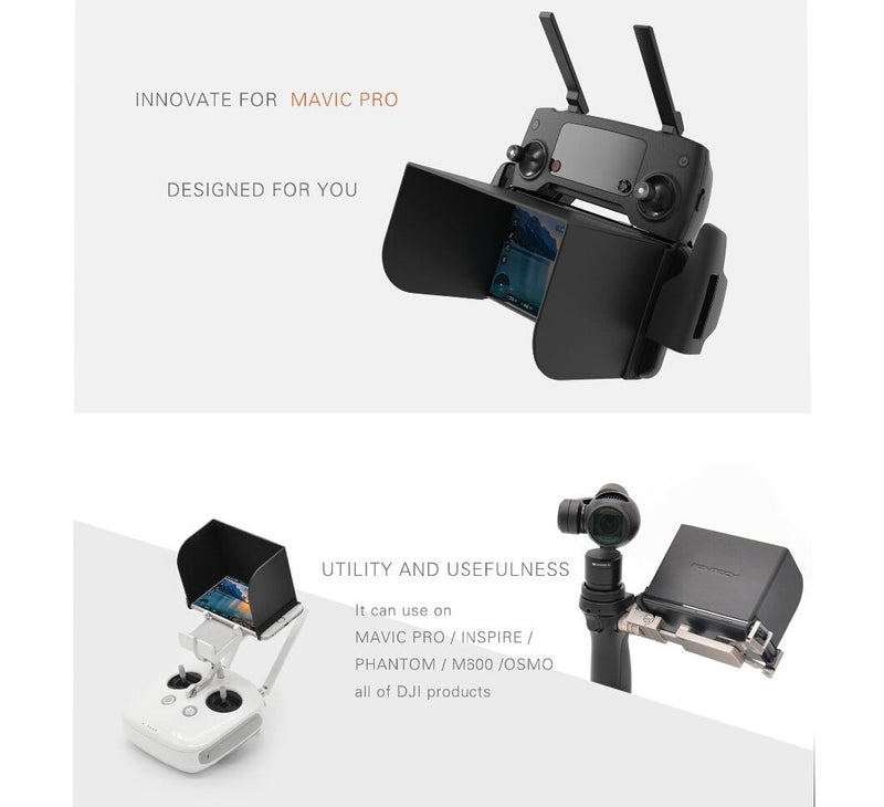 Hooshion Remote Controller Phone Monitor Sun hood Sunshade Cover Hood Smartphone Tablet iPad Sun Shade for DJI MAVIC PRO Mavic Air Inspire/PHANTOM 3 4 M600 OSMO Accessories (< 111mm, Black) < 111mm