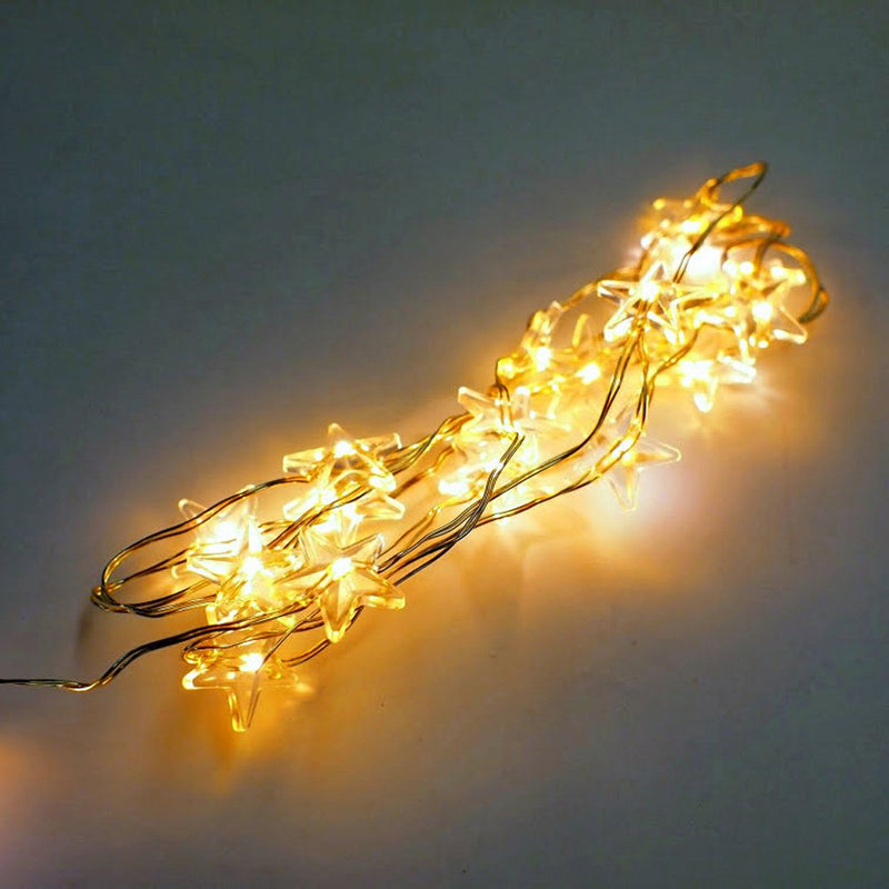 The Gerson Company 40" Battery Operated LED Light String with Clear Acrylic Stars, Warm White