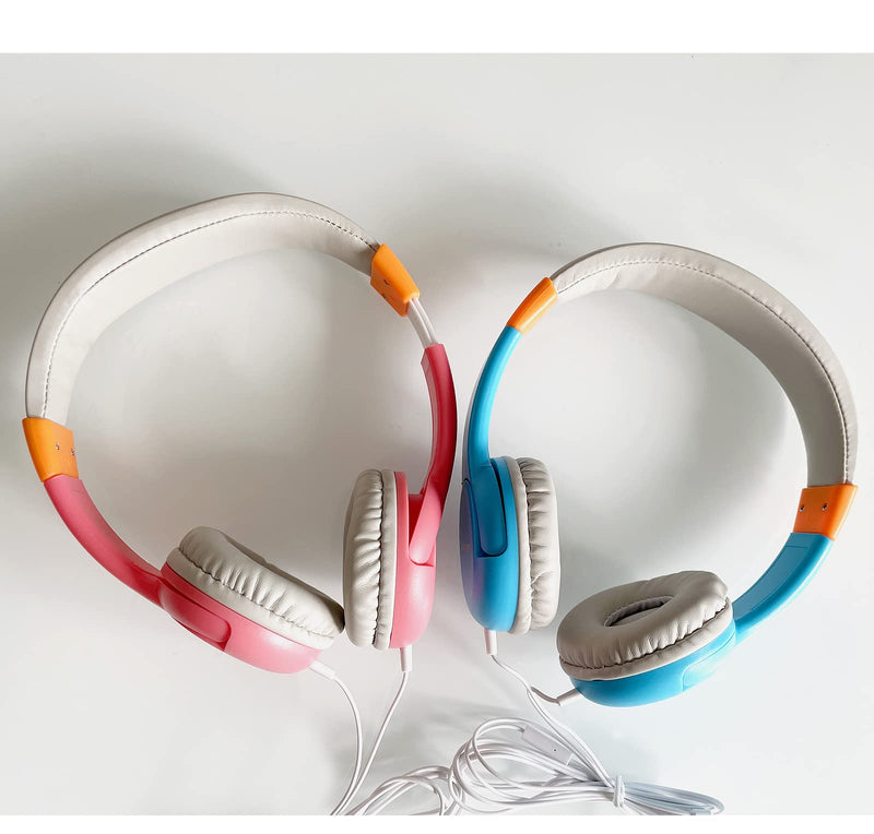 KKstorm Children Headphones for Children Wired Headphones Wired Headphones with Microphone Noise Cancelling Headphones with mic Gaming Headphones Studio Headphones KK-103 2pcck Blue Pink
