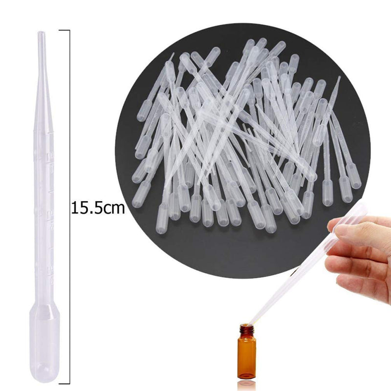 UEETEK 100pcs 3ML Transfer Pipette Dropper Plastic Graduated Disposable Measuring Pipettors for Mixing Acrylic Paints and Lab