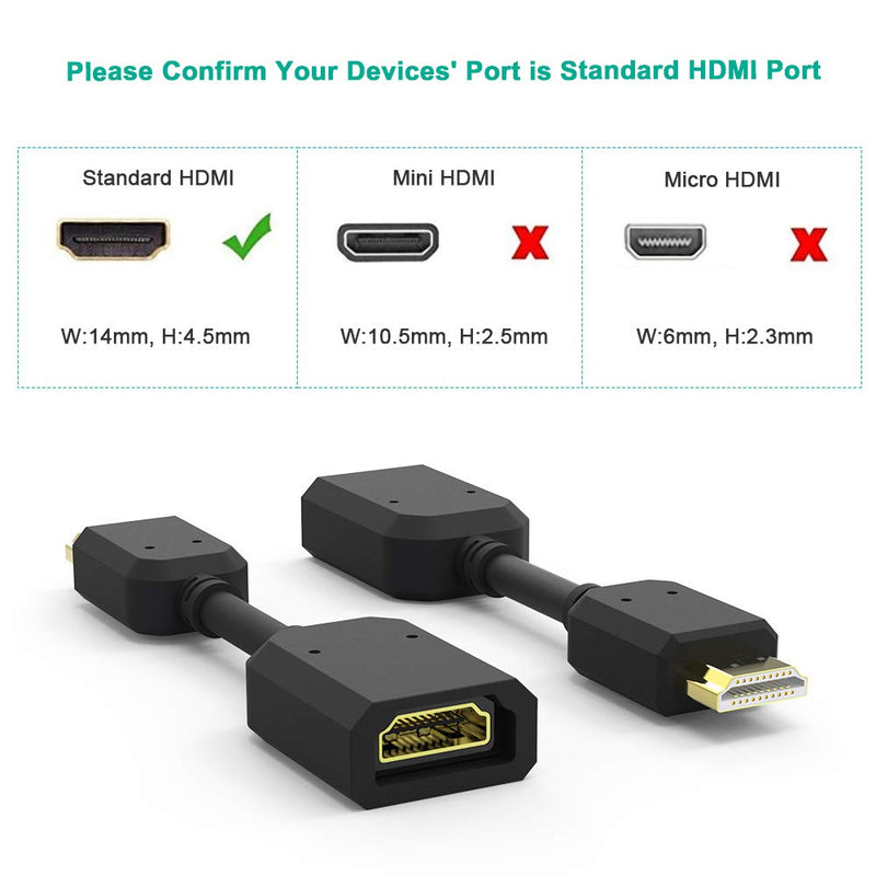 HDMI Extension Cable, Extractme 2-Pack High Speed HDMI Male to Female Extender Adapter Converter Support 4K & 3D 1080P for Google Chrome Cast, Roku Stick, TV Stick, HDTV, PS3/4, Xbox360, Laptop and PC