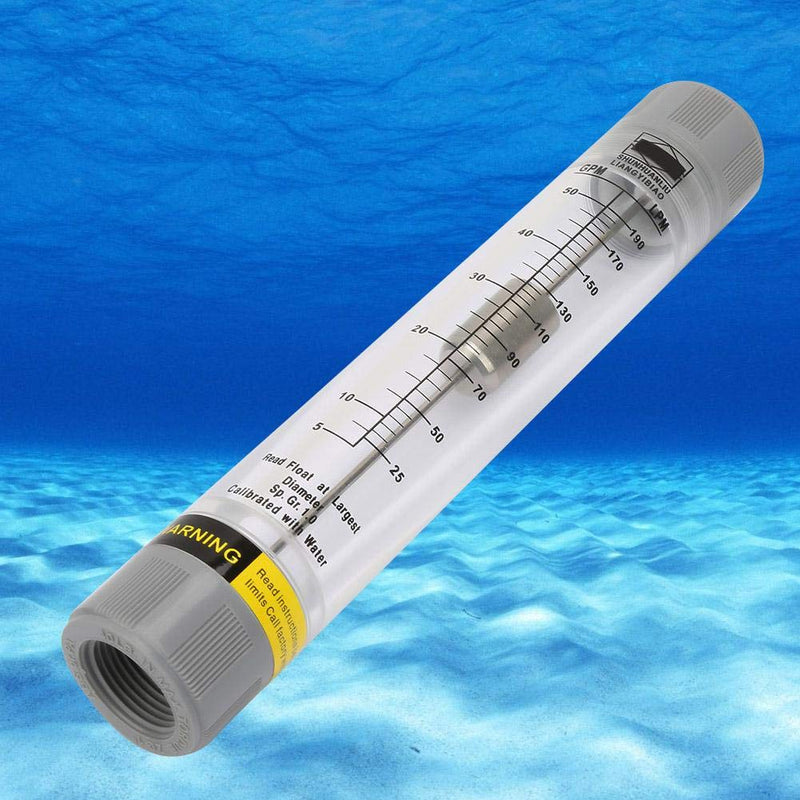 Water Liquid Inline Flowmeter 1" PT Female Threaded, 5-50GPM Clear Acrylic Water Flowmeter with Stainless Steel Float for Pipeline Flow Measure