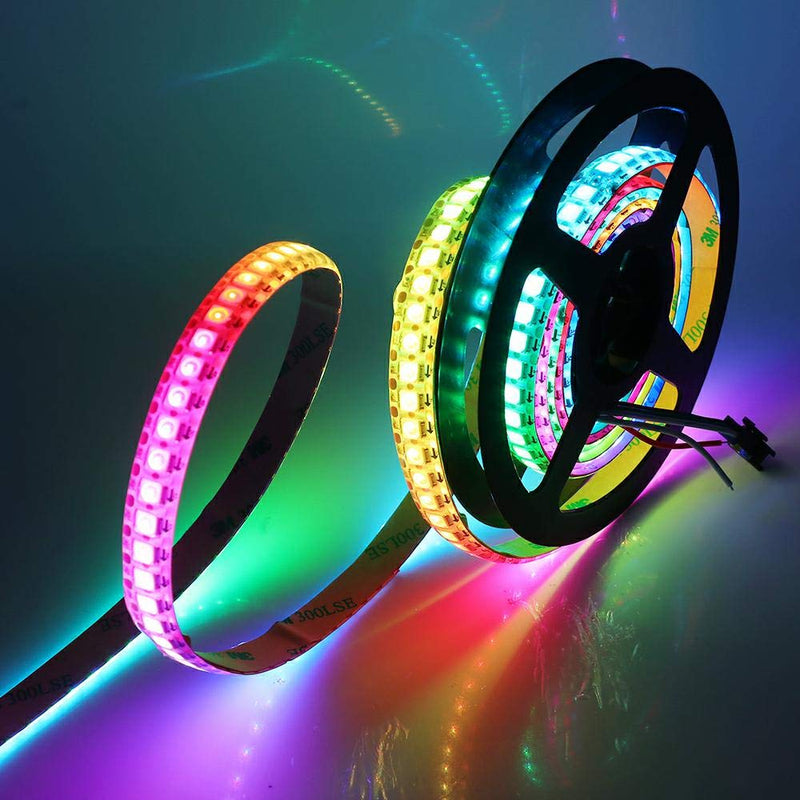 WS2812B LED Strip Individual Addressable Light SMD5050 RGB Strip 3.2FT 144Pixels/m 144Pixels Black PCB Full Color LED Pixel Strip Non-Waterproof DC5V 3.2FT 144LEDS Non-Waterproof