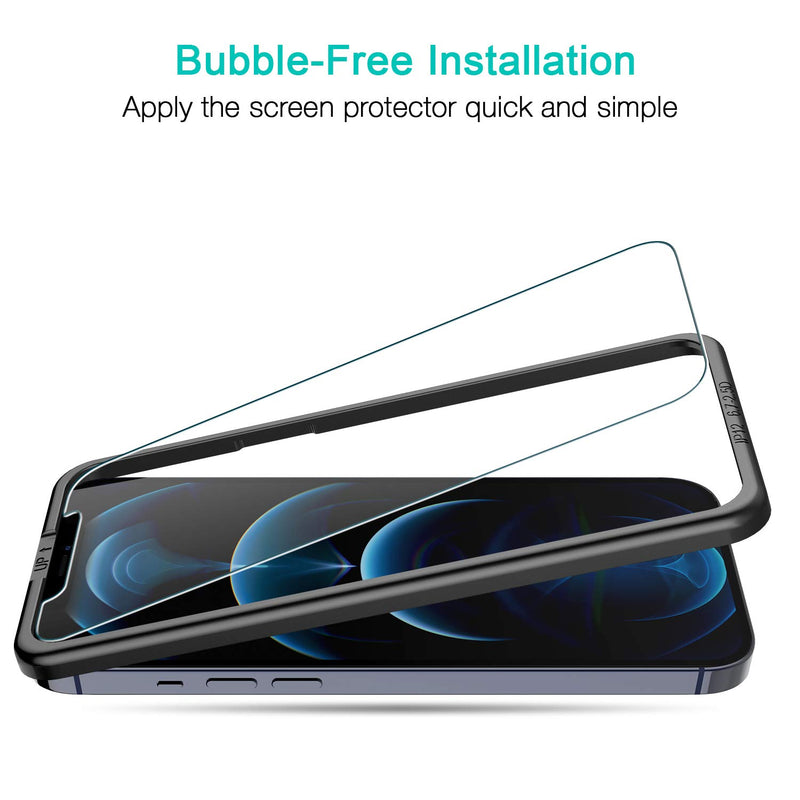 LK 4 Pack Screen Protector Compatible with iPhone 12 Pro Max 6.7-inch Tempered Glass HD Clear, Easy Frame Installation, Bubble Free, Case Friendly 6.7‘’
