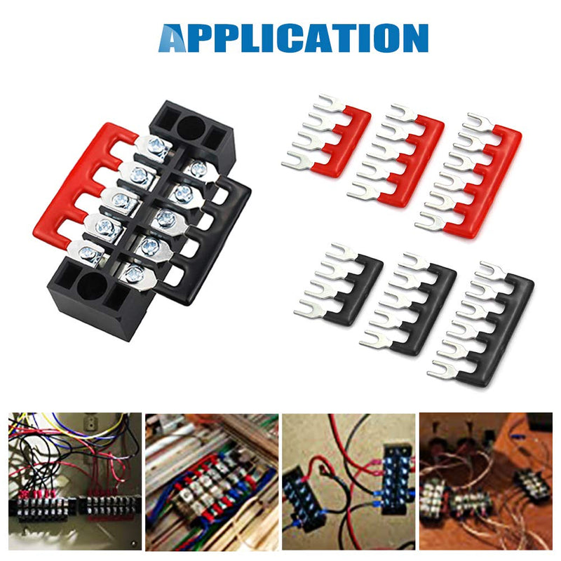 Terminal Strips, FIXITOK 6 Sets 4/5/6 Positions Terminal Block Strips Waterproof 600V 15A Screw Terminal Strips with 400V 15A Pre-Insulated Terminal Barrier Strip Jumper 15A-4/5/6P