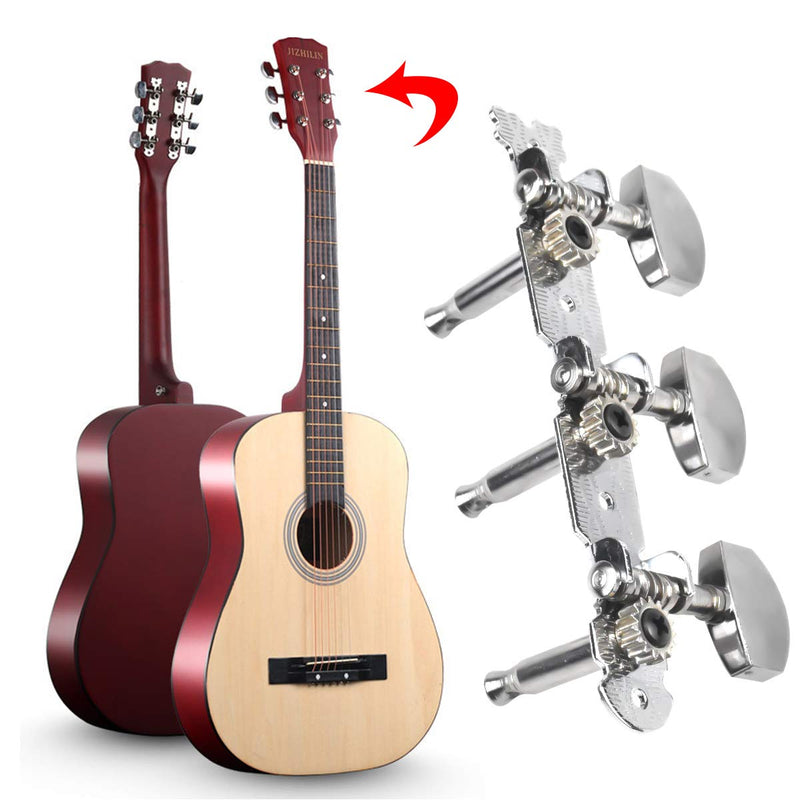 NATUCE 1 Pair Guitar Machine Heads,Left & Right Guitar String Tuning Pegs Machine Heads,Metal Machine Heads Tuner for Electric or Acoustic Guitar (Silver)