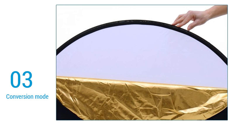 5-in-1 32'' Photography Reflector Portable Handle Light Round for Photography Photo Studio Outdoor Lighting with Bag, BEIYANG 32''