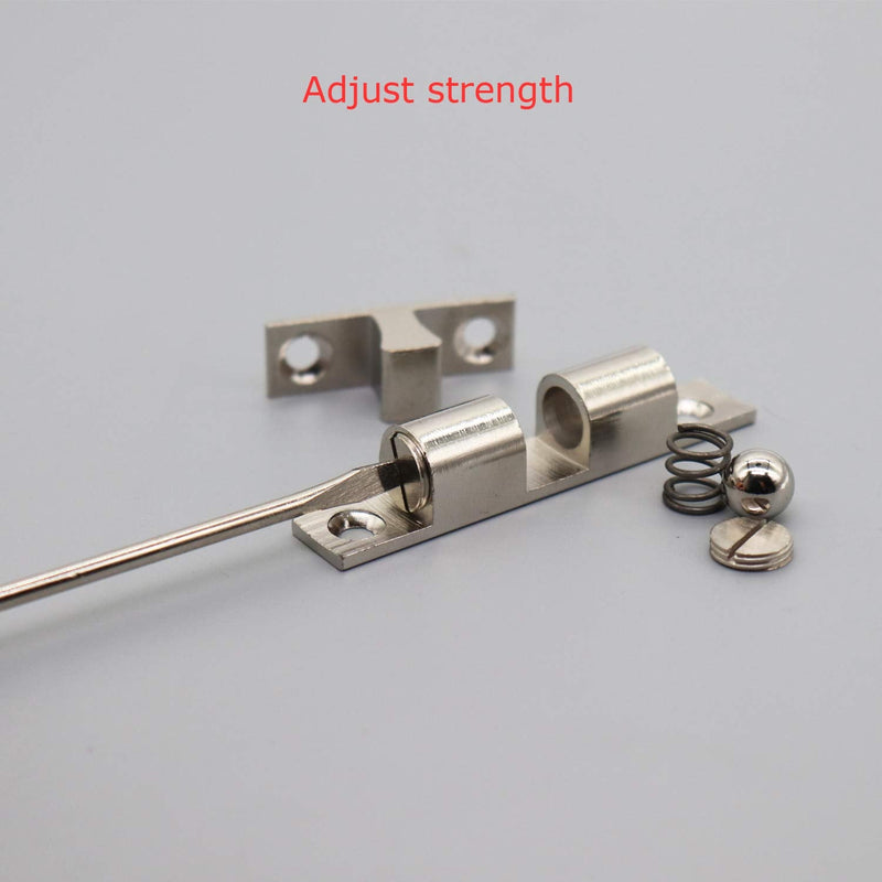 50MM Ball Catch Omitfu Set of 6 Solid Brass Chromium Plated Adjustable Double Ball Tension Roller Catch Latch Hardware Fitting for Cabinet Closet Furniture Door with Screws 50mm Silver