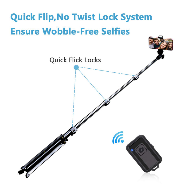 3Csmart Selfie Stick Tripod 51" Cell Phone Tripod Stand with Bluetooth Remote Smartphone for iPhone, Android Cellphone Gopro Camera Mount Portable Monopod Feet