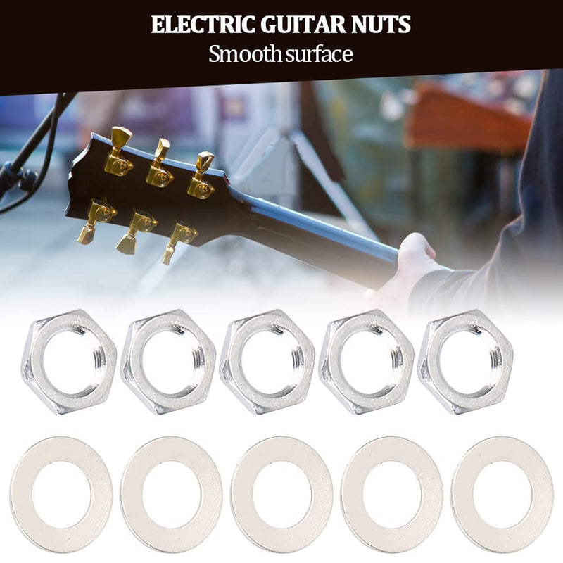 Guitar Nuts, Guitar Hex Nut Washers Bass Nuts Guitar Jack Socket Nuts Set Guitar Parts Guitar Replacement For Electric Guitar And Bass 5 Pcs/Set(M8) M8