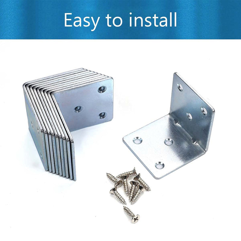 [AUSTRALIA] - MroMax 10PCS Right Angle Bracket Corner Bracket 1.97" x 1.97" (L x W) Galvanized Angle Bracket Fastener Right Angle Bracket Suitable for Furniture Wooden Cabinet 
