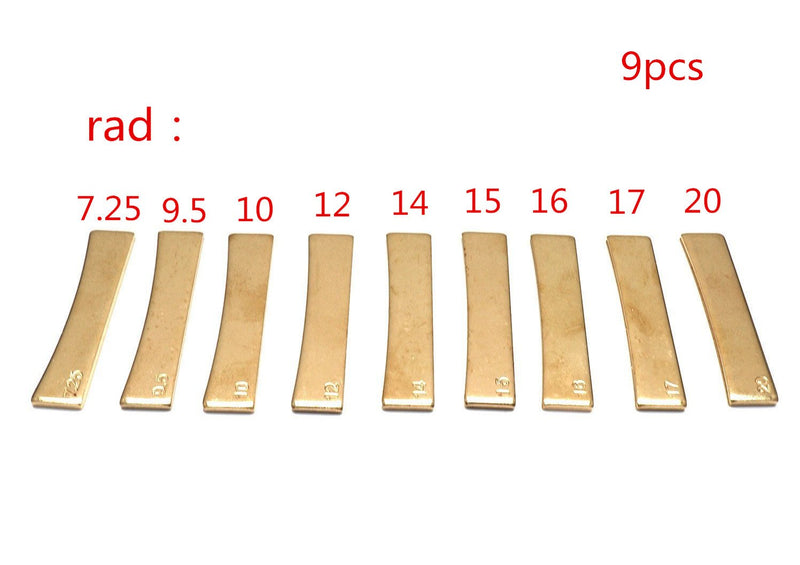 Timiy Golden Brass 7.25/9.5/10/12/14/15/16/17/20 Radian Fret Press Caul Insert for Acoustic/Electric Guitar Electric Bass(9Pcs)