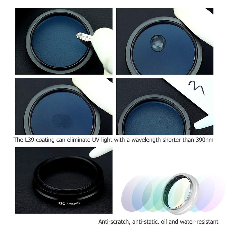 L39 Multi-Coated UV Filter + Metal Adapter Ring + Metal Lens Hood, Lens Accessories Set for X100V X100F X100T X100S and X100 Camera, Replaces Fujifilm LH-X100 Hood and AR-X100 Adapter Ring Silver