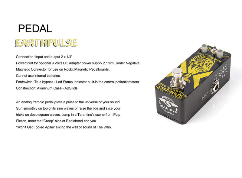 [AUSTRALIA] - SWIFF Newest Design Multi-functional Guitar Effect Pedal Tremolo Classic Tone Effects DC 9V Power Input True Bypass Effector for all Electronic Musical Instruments(Tremolo) 