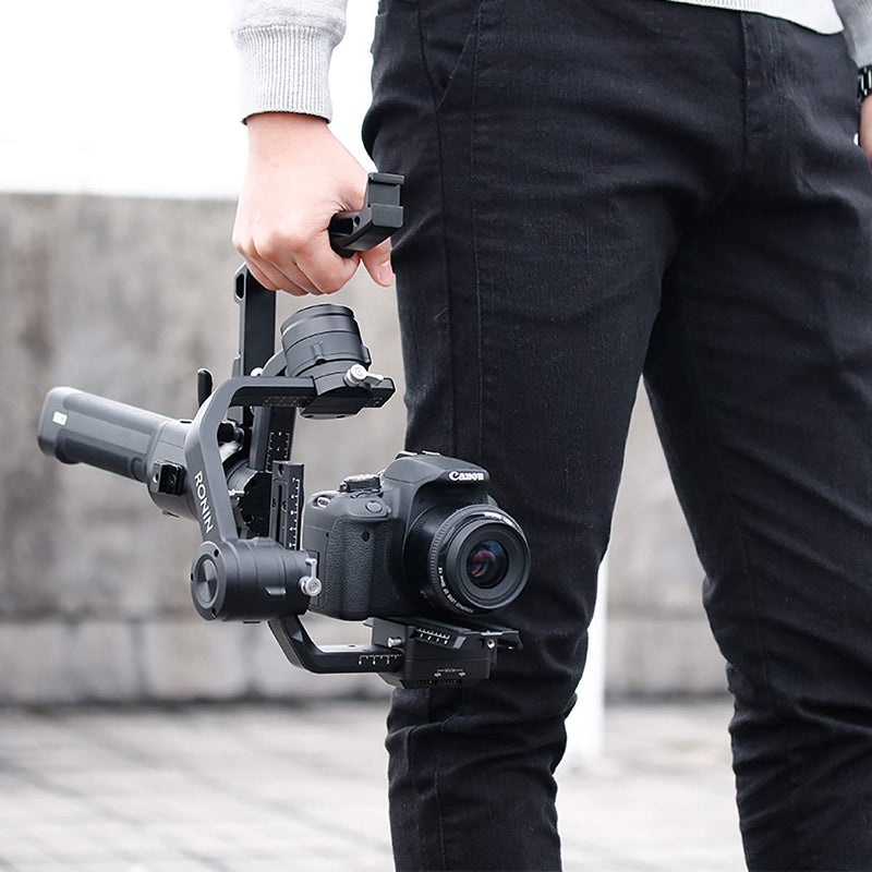 Inverted Handle Sling Grip - Neck Ring Mounting Extension Arm Holder Bracket with Microphone Cold Shoe Mount 1/4''-20 Locating Holes Compatible for DJI Ronin S Stabilizer Gimbal Accessories