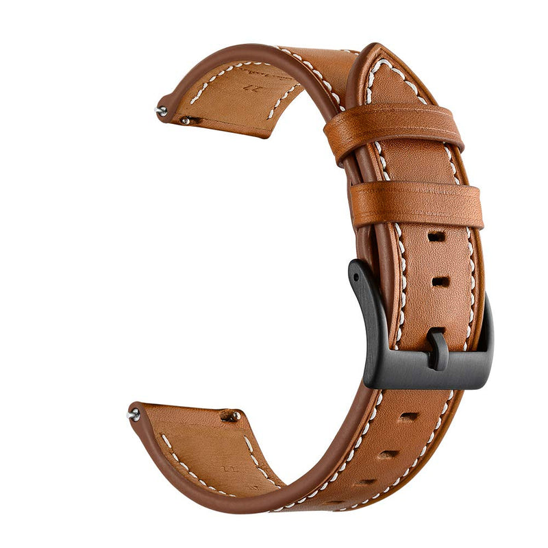 GOSETH Compatible with Samsung Galaxy Watch 3 41mm Band/Gear Sport/Galaxy Active 2 Bands, 20mm Leather Replacement Strap Compatible for Samsung Galaxy Watch 3 41mm/Gear Sport/Galaxy 42mm (Brown) Leather Brown