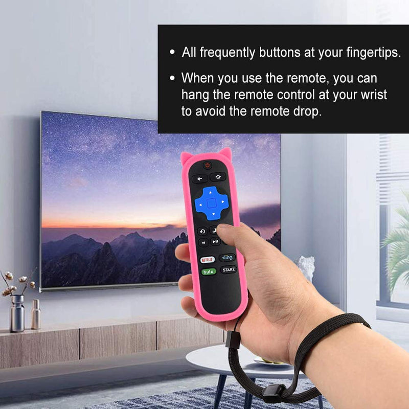 Repalcement LC-RCRUS-18 Remote Control Compatible with Sharp Roku TV LC-32LB591U LC-65LBU591U LC-43LBU591U (with Pink Rmote Case Protective Cover)