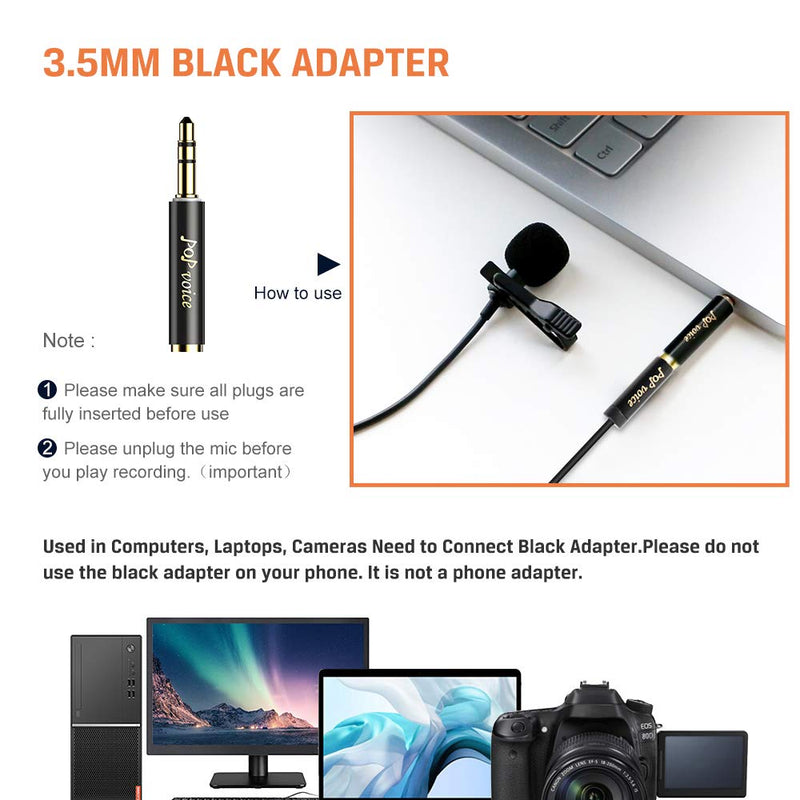 [AUSTRALIA] - PoP voice 196” Single Head Lavalier Lapel Microphone Omnidirectional Condenser Mic for Apple iPhone Android & Windows Smartphones, Youtube, Interview, Studio, Video Recording, Noise Cancelling Mic 