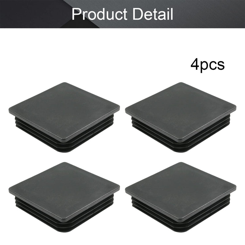 MroMax 4PCS 3.54" x 3.54" (LxW) Plastic Tubing Plug Square Post End Caps for Handrail Stair Newel Guardrail Tube Black 90x90mm