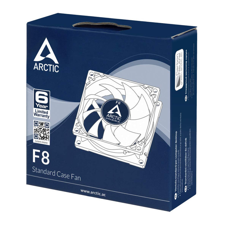 ARCTIC F8-80 mm Standard Case Fan, Very Quite Motor, Computer, Push- or Pull Configuration, Fan Speed: 2000 RPM - Black/White F8 (black/white)