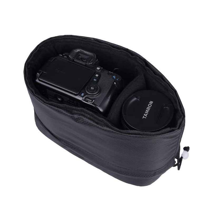 JAKAGO Shockproof Camera Insert Bag for SLR DSLR Mirrorless Camera Lens Flash Light Accessories Camera Pouch with Adjustable Dividers for Canon Nikon Sony Water Resistant Camera inner case(Black) Black