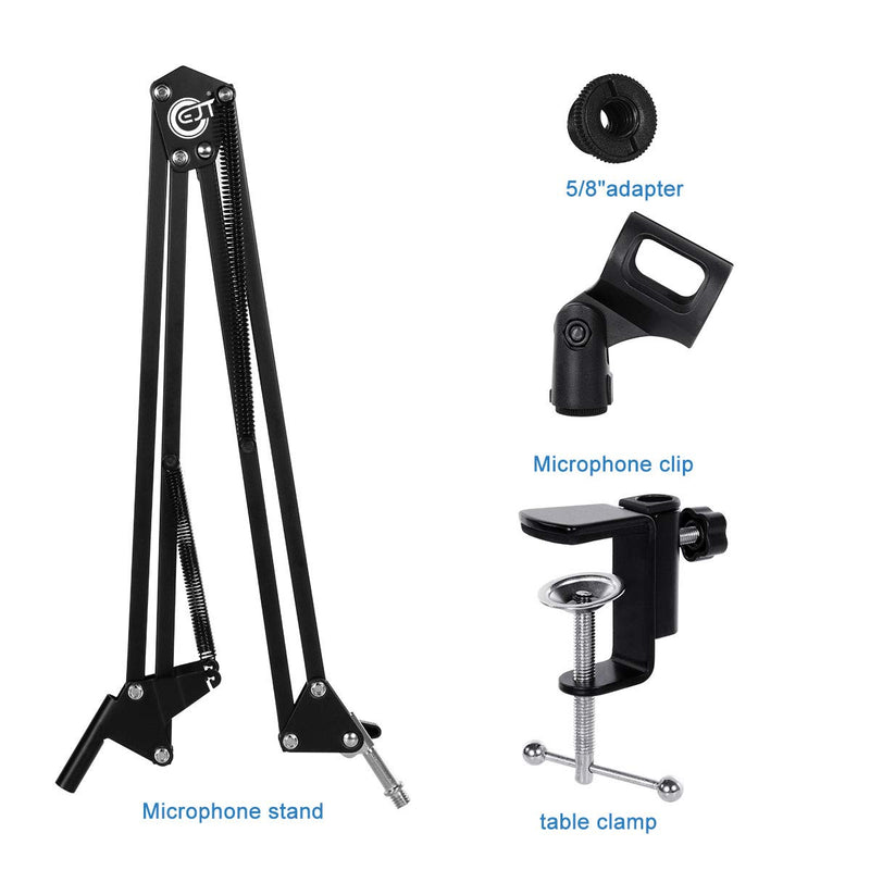 [AUSTRALIA] - EJT Microphone Stand- Desk Adjustable Microphone Boom Arm Made of Durable Steel for Blue Yeti Snowball, Shure, and Other Microphones 