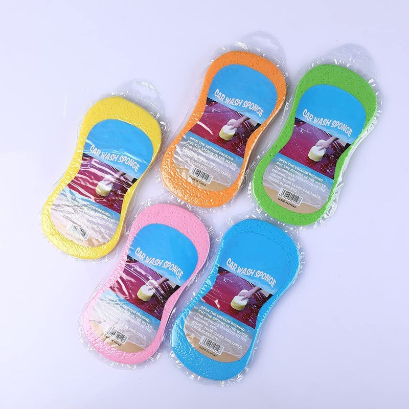 Car Wash Sponges, 3 Pack Extra Thick Large Colorful Cleaning Sponge Multi-Purpose for Bathroom Kitchen Bike Boat (Random 3-Color Mix) Random 3-color Mix