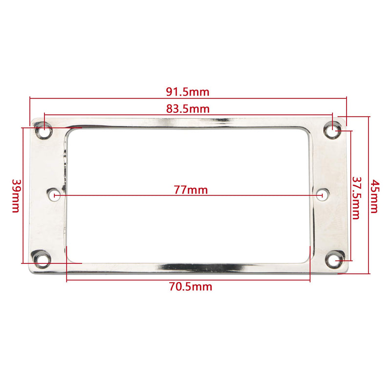 Chrome Metal Flat Electric Guitar Humbucker Pickup Ring, Thicknes 2mm Frame Mounting Ring Pack of 2