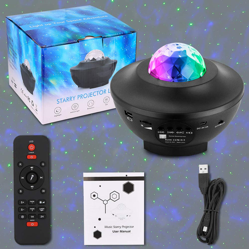 [AUSTRALIA] - VerkTop Star Projector Night Light, Colorful LED Music Sky Light Projection, Ocean Wave Star Lights for Kids Bedroom/Home Theater, with Bluetooth Speaker and Remote Control 