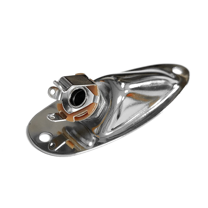 SAPHUE Guitar Input Jack Socket Plate Output Loaded Boat Style 1/4 Inch with Screws for Fender Stratocaster Strat St Mono Electric Guitar for Electric Guitar Replacement Parts（Chrome） Chrome