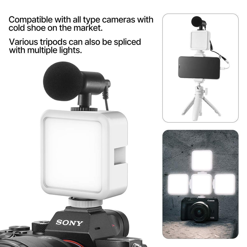 ULANZI VL49 2000mAh LED Video Light w 3 Cold Shoe, Rechargeable Soft Light Panel for DJI OSMO Mobile 3 Pocket Zhiyun Smooth 4 Sony RX100 VII Canon G7X Mark III A6400 6600 Camera GoPro 10 9 8 Vlogging White