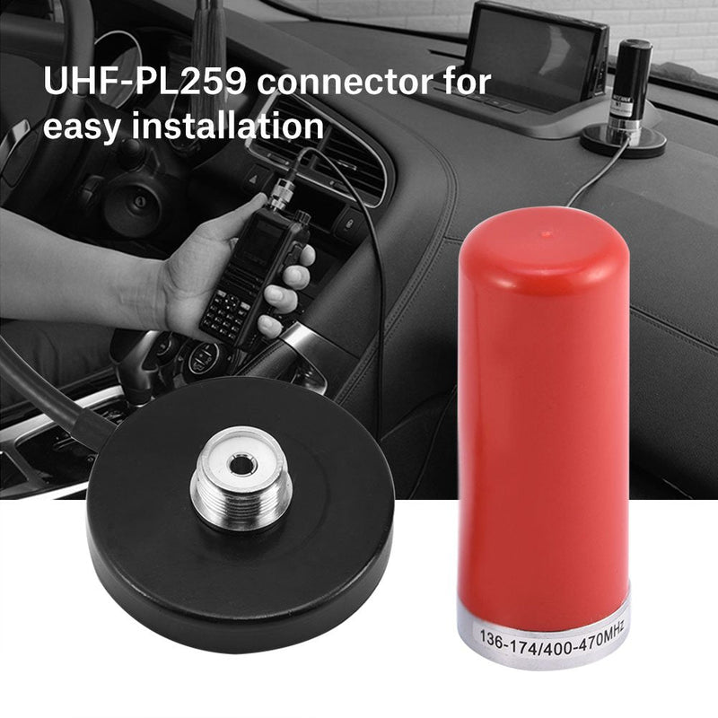 Zerone VHF/UHF Dual-Band Vehicle Mobile Radio Antenna with Magnetic Mount Base Cable for Car Two-Way Radio Walkie-Talkie(Red)