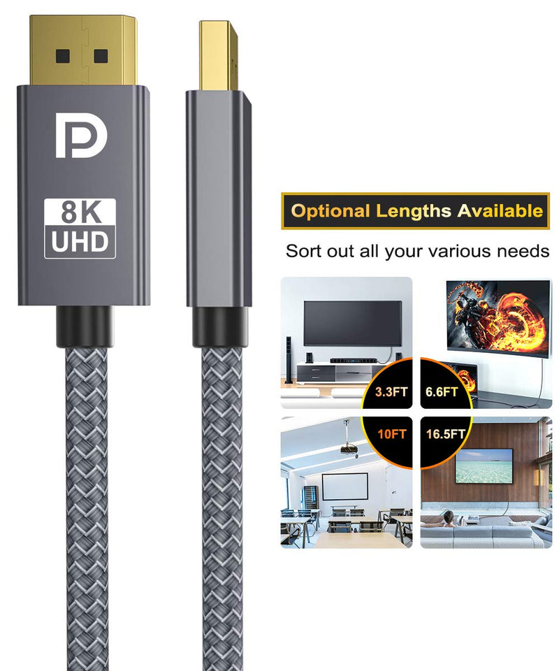 [AUSTRALIA] - Itramax 8K 60Hz DisplayPort Cable 10FT (2-Pack),DP 1.4 Male Ultra High Speed Cord for Laptop/PC/TV/Gaming Monitor,Support HBR3 Bandwidth of 32.4Gbps,4K@144Hz,2K@165Hz,1080P@240Hz (DP 1.2 Compatible) Gray 