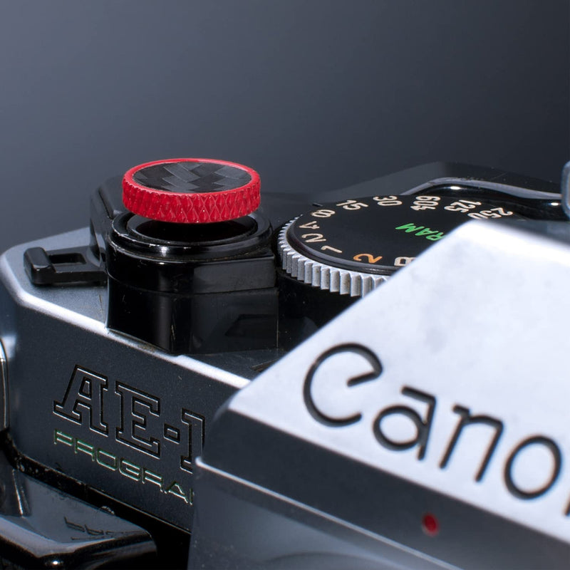 (2 Pack) PIBIETTN Camera Shutter Button, Copper Soft Shutter Release Button Compatible with Fujifilm Fuji Sony Leica Camera Release Button(Imitation Carbon Fiber Red)