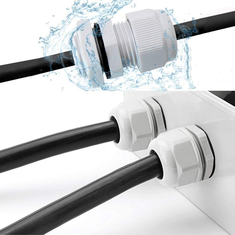 Fielect PG13.5 Cable Gland 8Pcs Plastic Waterproof Cable Glands Joints Adjustable Connector White for 6-11mm Dia Cable