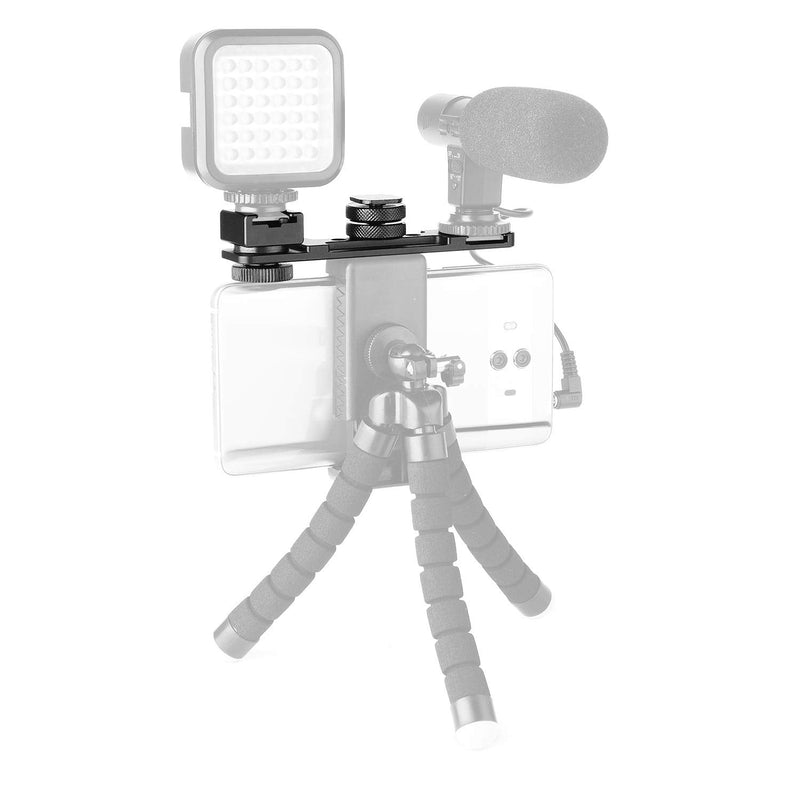 ChromLives Hot Shoe Extension Bar Mount, Cold Shoe Extension Flash Bracket, Dual Straight Mount Flash Bracket Compatible with Nikon Canon Sony Olympus DSLR Camera Camcorder DV Camera flash bracket