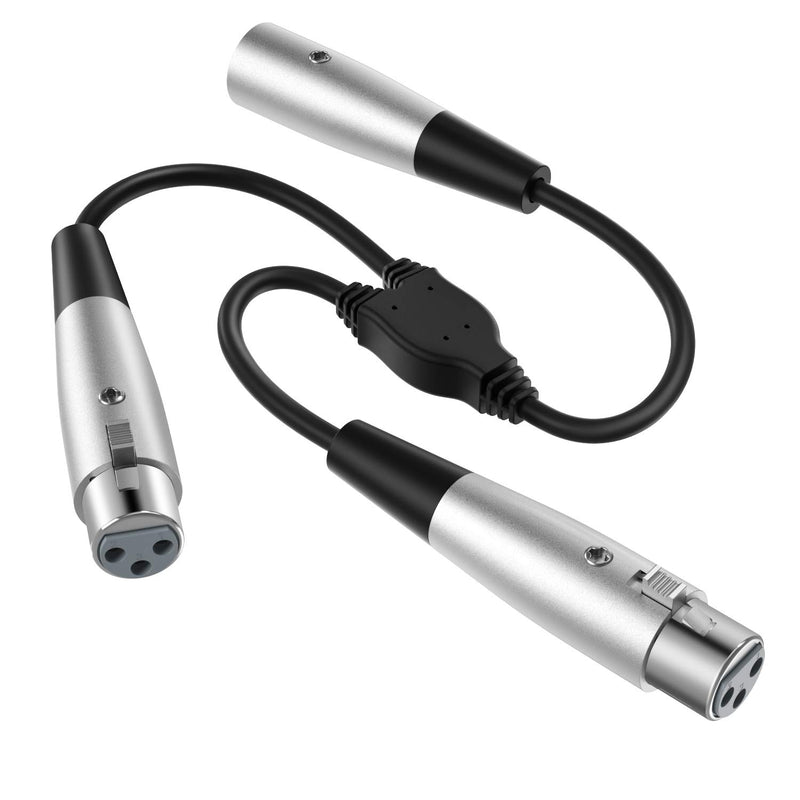 [AUSTRALIA] - Moukey 6 Inch XLR Cable, 3 Pin Dual Female to Male Y Splitter Cord, Balanced XLR Microphone Cable, 1 Pack 