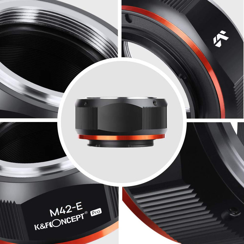 K&F Concept Lens Mount Adapter for M42 Lens to Sony NEX E-Mount Camera for Sony Alpha NEX-7 NEX-6 NEX-5N NEX-5 NEX-C3 NEX-3 with Matting Varnish Design M42-E