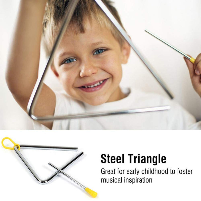 Onwon 5" + 7" Music Triangle Children Music Enlightenment Musical Steel Beater with Striker Percussion Instrument Set