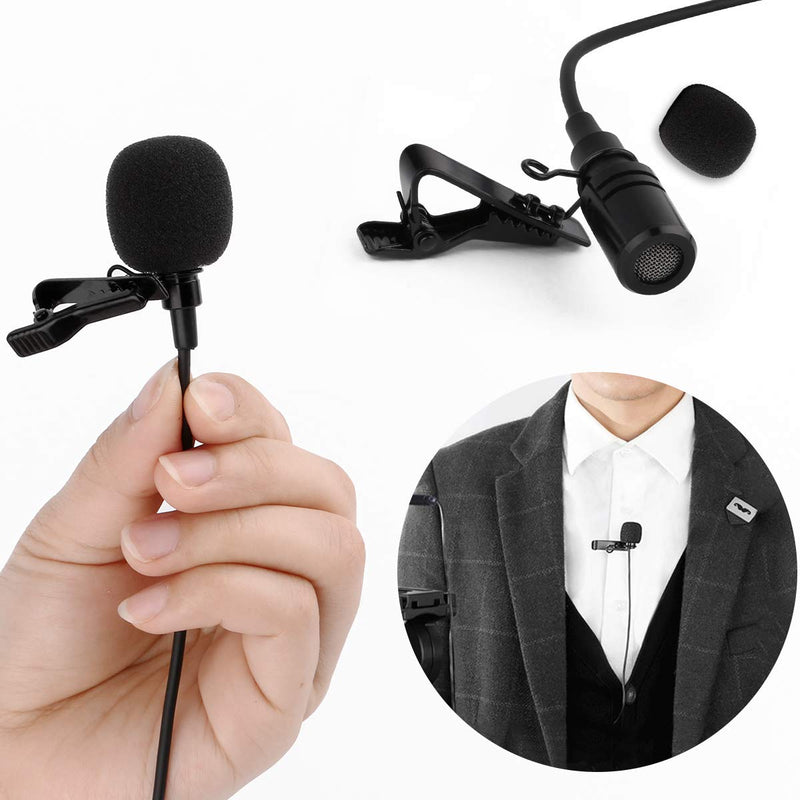 Dreokee Mini Microphone, 3.5mm Clip on Mic Small Microphone with 1.5m Wire for Phone Speaker Omnidirectional Mic Pack of 2