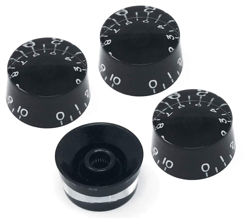 Vintage Forge Black Speed Knobs for Gibson Les Paul SG Electric Guitar (Set of 4) Fits 24 Fine-Spline USA (Imperial) Split Shaft Pots Recessed RS24US-BLK4