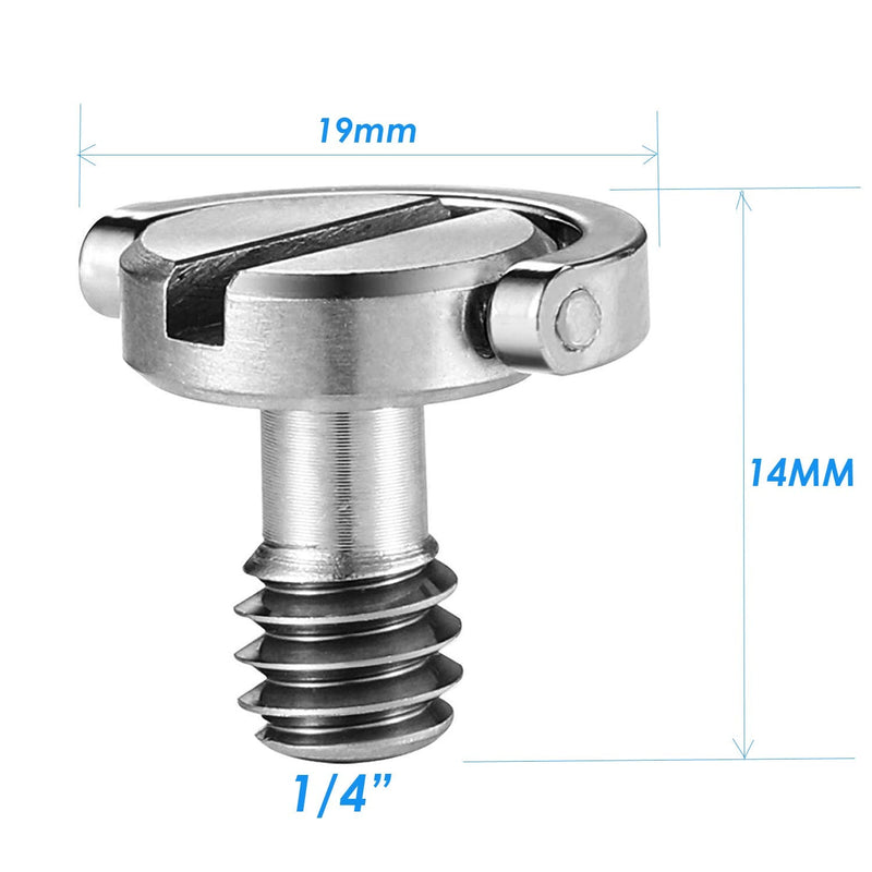 (5 Packs) Stainless Steel D Shaft D-Ring 1/4" Tripod Screw, Mounting Screw Adapter, Quick Release Camera Screw for Camera Camcorder Tripod Monopod QR Quick Release Plate
