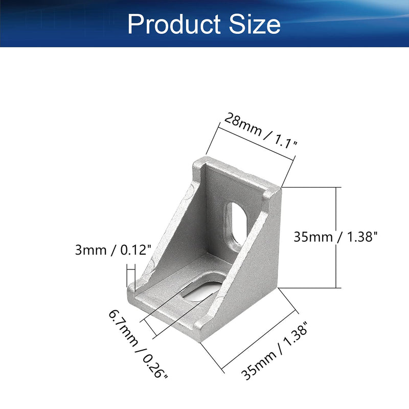 [AUSTRALIA] - Yinpecly Inside Corner Bracket Gusset Aluminum Alloy Interior Joint Bracket Suitable for 3030 Series with 8mm Slot Aluminum Extrusion Profile Silver Tone 8pcs 