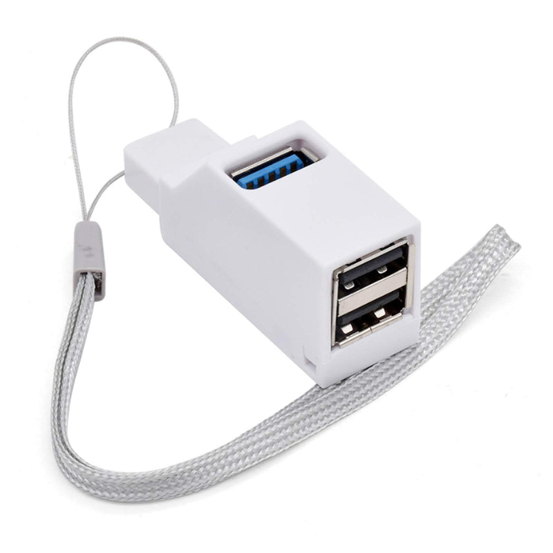 USB Hub,3 Port High Speed Splitter Plug and Play Bus Powered for MacBook, Mac Pro/Mini,iMac, Surface Pro,XPS,Notebook PC,USB Flash Drives,Mobile HDD, and More (White) White