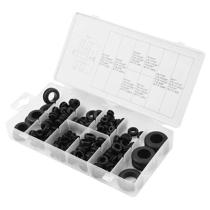 180pcs Rubber Electrical Wire Gasket O Ring Washer Grommet Assortment Set | 1/4", 5/16", 3/8", 7/16", 1/2", 5/8", 7/8", 1"
