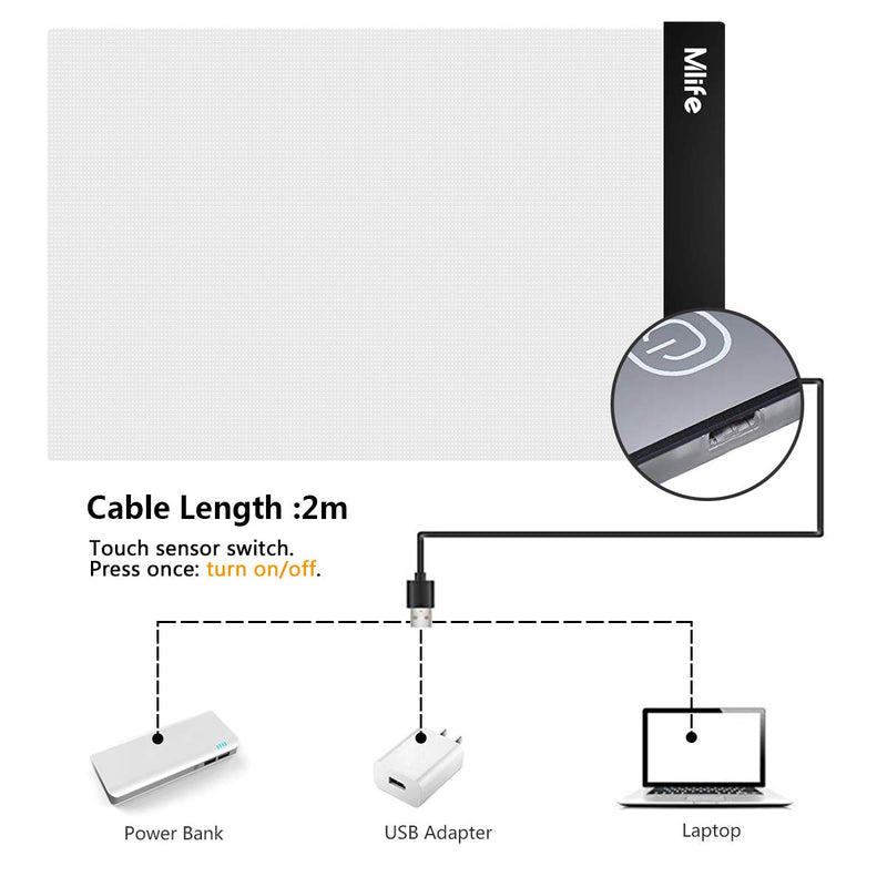 Mlife B4 LED Light Pad - Upgraded Diamond Painting Light Box Dimmable Tracing Light Board, Sketching, Animation, Drawing Light Box with 4 Fasten Clips